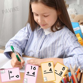 PAVIKE Math Practice Cards [2 x 3] Addition and Subtraction Flash Cards Kids Math Set for Home Practice Addition and Subtraction Cards, Educational Toys, Interactive Tools for Ages 6-8