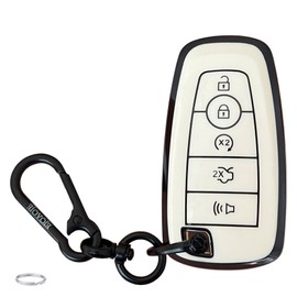EJOAOJE Smart Key Protective Shell for Ford Key Fob Cover with Keychain Fits for Ford Explorer Fusion Escape Edge Expedition F150 F250 F350 F450 F550 Maverick Mustang Vehicle Accessories (5-Button)
