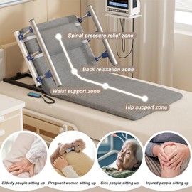 Respaldo Elevable Eléctrico con Reposabrazos Plegable, Elevador Eléctrico Ajustable para Cama, Soporte Lumbar para Espalda para Ancianos, Pacientes, Mujeres Embarazadas para Sentarse y Dormir