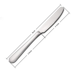 Stainless steel butter knife, set of 6 dinner knife, suitable for daily use, parties and outdoor dining,Dishwasher Safe (6)