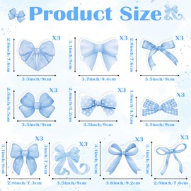 CJiangpo 30Pcs Coquette Sticky Notes Cute Blue Bow Sticky Note Pads, 600 Sheets Self Stick Cartoon Notepad Memo Pads Funny Page Marker Classroom Rewards Bow Themed Party Favors Filler Gifts for Kids