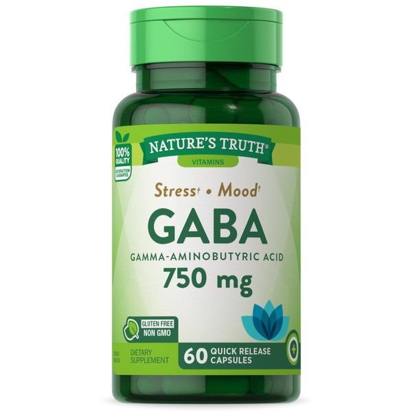 Nature's Truth GABA 750 mg | 60 Capsules | Gamma Aminobutyric Acid Supplement | Non-GMO & Gluten Free Supplement