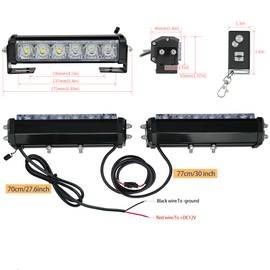 LED Emergency Strobe Lights Bar with Remote Control 2Pcs Red Blue Change White Double Color Warning Police Grille Lights Bar Surface Mount fit for Car POV Utility Construction Vehicle Tow Truck Van