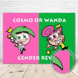 Cosmo or Wanda Gender Reveal Decorations 7x5FT Vinyl Cosmo or Wanda Baby Shower Backdrop Birthday Party Supplies Cake Table Room Wall Decor Picture Photoshoot
