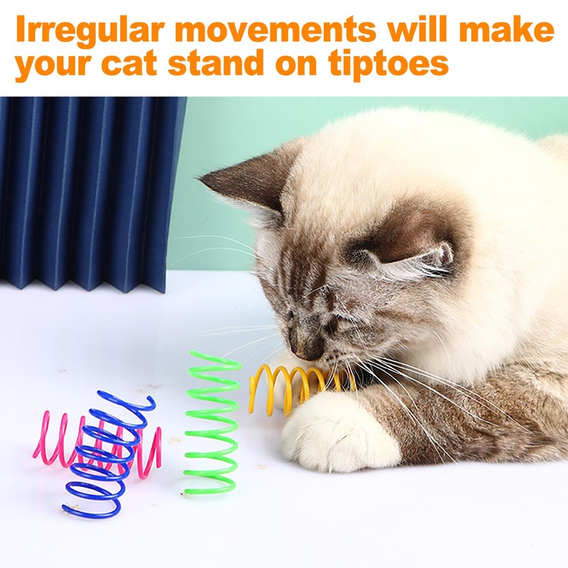 OioTuyi 40Pcs Cat Spring, Colorful Cat Springs, Durable, Interactive Kitten