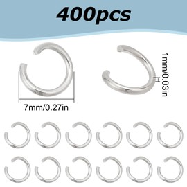 HOBBIESAY Pack of 400 Open Jump Rings Made of Stainless Steel 7 mm Tiny Metal Rings Round Ring Connector for DIY Bracelets Necklaces Earrings Jewellery Making