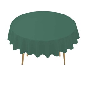 Dark Green PEVA Tablecloths 2 Pack - 84 Inch Circle, 6 ft Round - Disposable Table Covers for BBQ, Birthday, Wedding Parties - Hunter Green, Forest Green