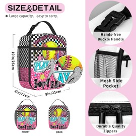 Boys Lunch Box for School Insulated Softball Lunch Bag for Kid Boys Girls Teen Bento Boxes to School Office Picnic Travel Hiking Camping Lunchbag Waterproof Leakproof with Adjustable Shoulder Strap