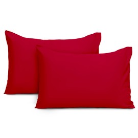 Imperial Rooms Pillow Cases 2 Pack Brushed Microfibre Pillow Covers (Red, Pillow Cases 2 Pack)