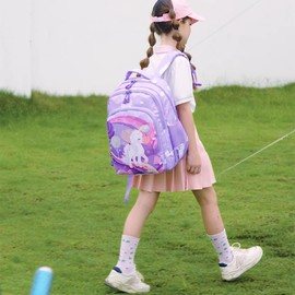 Children's Backpack Girls School Backpack Kids Girls School Bag Sets Children's Backpack Cats Unicorn Backpack School Bag Children's Backpack Daypack School Bag with Chest Strap, Holy Unicorn Purple,