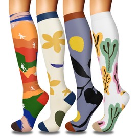 4 Pairs Compression Socks for Women Circulation-Best Support for Nurses,Running,Athletic,Travel S-M