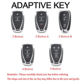 HIBEYO Key Fob Cover Compatible with Chevy Onix Equino Orlando Cruze Spark Sonic Camaro Volt Bolt Trax Malibu Blazer Traverse Accessories Alloy Carbon Fiber with Leather Keychains-2 Button Silver