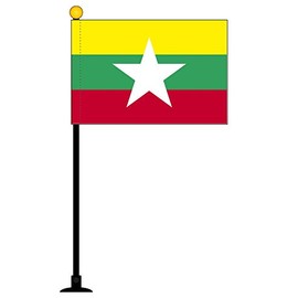 New Myanmar Flag [Mini Flag Pole with Suction Cup with high-grade TR]