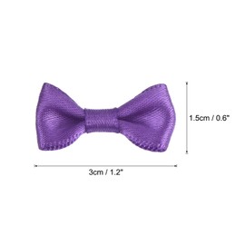 MECCANIXITY 50pcs Dark Purple Bow Ties 1.2" x 0.6" Mini Bowknot for Crafting Little Satin Bows Bulk for DIY Sewing Scrapbooking Wedding Gift Present Home Decoration