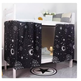 HAOZAIKEJI Student Bunk Bed Curtains Dormitory Blackout Bed Drapes for Loft Bed Milky Way Moon Curtain for Bed Frame Dustproof Decorative Shading Canopy for Bottom Bunk Bed