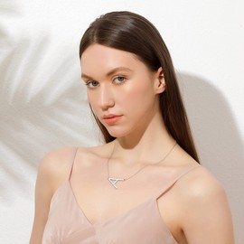 CIELTEAR Sterling Silver Sideways Initial Necklace for Women Girls Big Letter N Pendant Necklaces for Women Dainty Monogram Necklace Jewelry Gift N