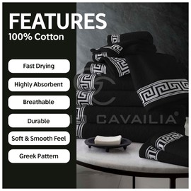 2 Pack Bath Sheets Towels Extra Large Set, Greek Pattern Towels 500 GSM Bath Towels, 100% Cotton Bath Sheets Quick Dry Towel Bale, (80x140cm) Extra Large Bath Sheets Black Towel Set