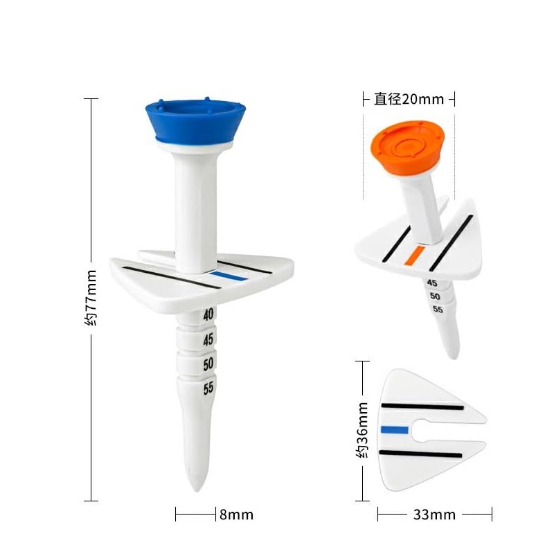 MZsplus Golf Tees, Set of 8, Adjustable, 5 Levels, Adjustable