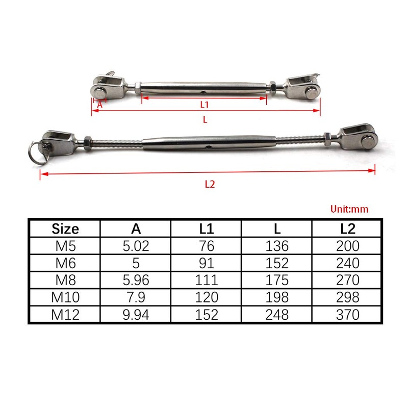 304 Stainless Steel Closed Body Turnbuckle M12 1