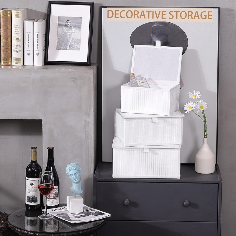 Honygebia Bamboo Decorative Storage Boxes - Set of 3 Woven