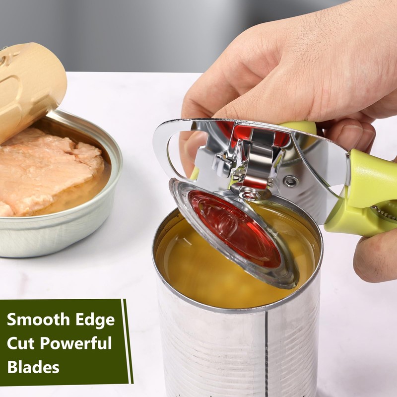 Tin Opener, Lychico 4-in-1 Can Opener Handheld Heavy Duty Stainless