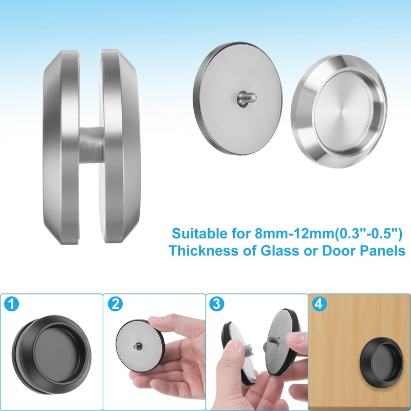 uxcell 2PCS Round Shower Glass Sliding Door Handles, 304 Stainless
