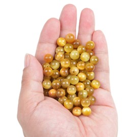 Bymitel 140pcs Natural Crystal Beads Stone Gemstone Round Energy Healing Loose Beads with Stretch Cord for Jewelry Making Bracelets Anklets (Light Yellow Tiger's Eye, 8mm 140pcs)