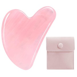 Gua Sha, Rose Quartz Guasha Natural Jade Massage Tool for Jawline Sculpting, Puffiness Reducing, Face, Eyes, Neck and Body, Skin Care Gift