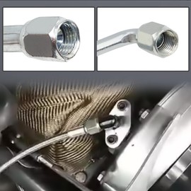 Steel Braided Turbo Oil Feed Line 48" Length 551867 4AN 90 Degree Straight Hose End Pressure Stainless Remote Turbocharger Sensor Teflon 4AN