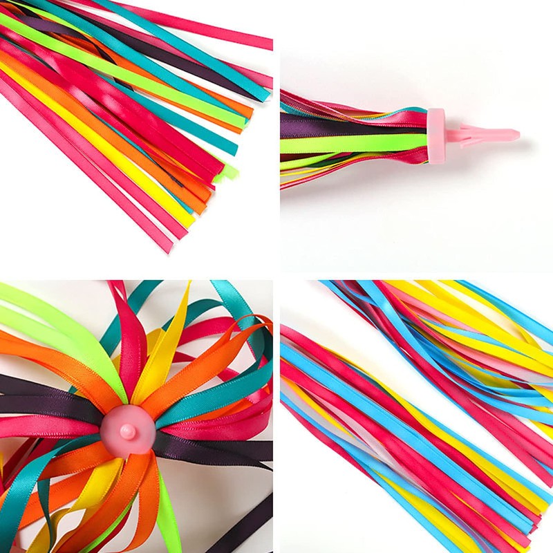 1Pair (2pcs) Bike Handlebar Streamers Bicycle Grips Colorful Polyester Streamers