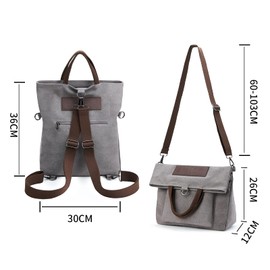 KALIDI Canvas Women's Shoulder Bag Backpack 2 in 1 Large Crossbody Bag Handbag Women's Multipurpose Shoulder Bag Hobo Bag for Work School Office Shopper Travel Outdoor, Brown2