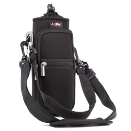 AUPET Water Bottle Sling Bag Sleeve Holder Carrier 25/32/40/64 oz,Insulated Crossbody Water Bottle Case Cover with Strap and Pockets for Men/Women Walking Hiking Camping (25oz, solid black)