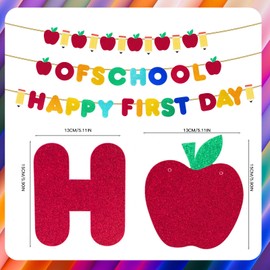 Happy First Day of School Glitter Banner Decorations, Welcome Back to School Decor,First Day of School's Decorations,for Home Classroom Teacher Office Party Supplies