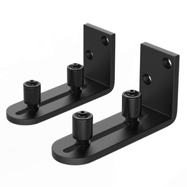 WINSOON New Sliding Barn Door Floor Guides Adjustable Stay Roller Hardware Kit,Set of 2,Smooth Ball Bearings,Flat Bottom Design,Flush with Floor,Wall Mount Roller Guide for Small Space,Black