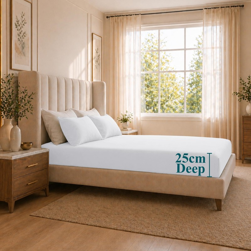 Moonlight Bedding Super King Fitted Sheet White - Premium 25cm