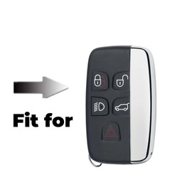 Happyit Zinc Alloy Car Key Case Cover for Discovery 4 Range Rover Sport Evoque Vogue LR2 LR4 Für Jaguar Freelander XFL XE XJ 5 Button (Black+Square Buckle)