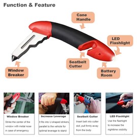 KAKKOII Asa de manija de coche, mango de puerta de coche, bastón portátil para automóvil, asas de apoyo para movilidad de coche, con linterna LED, asas de agarre de asistencia de vehículo para ancianos y discapacitados