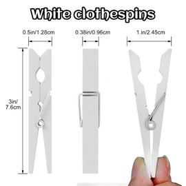 Phinus 72 Pcs Colorful Wooden Clothes Pins, 2.9 Inch White Colors Clothes Pins for Baby Shower Games, Hanging Clothes, Pictures, Photos, Classroom, Crafts, Decoration, Colorful Clothespins Heavy Duty