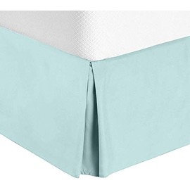 Celine Linen 1500 Premier Wrinkle Resistant Hotel Quality Solid Bed Skirt - Pleated Tailored 14" Drop, Twin, Aqua