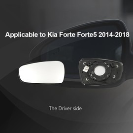 Driver Side Mirror Replacement Glass for Kia Forte / Forte5 2014-2018,Automotive Exterior Heated Left Side View Mirror Glass for 2014 2015 2016 2017 2018 Kia Forte / Forte5(SKOUIO 01-S)
