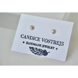 Round Textured Sterling Silver Stud Earrings, 5mm Studs, Lobe Earrings, Hammered Gold Texture, Domed, Silver Posts