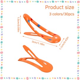 Cozlly Pack of 30 Colourful Hair Clips Girls, 3 cm Cute Snap Hair Clips, Hair Accessories, Metal Snap Hair Clips, Children's Hair Clips, BB Hair Clips, Mini Hair Pins for Children Baby Girls