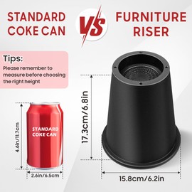 MixDora Bed Risers 6 Inch Round Furniture Risers Heavy Duty Chair Raisers for Desks Couches Sofas Table Set of 4 Pack Black (6 Inch)