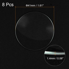 uxcell 8 Pack 41mm Dia. Watch Glass Crystal Lens, Single Dome Round 1.4mm Edge Thickness for Watchmaker Repair Clear
