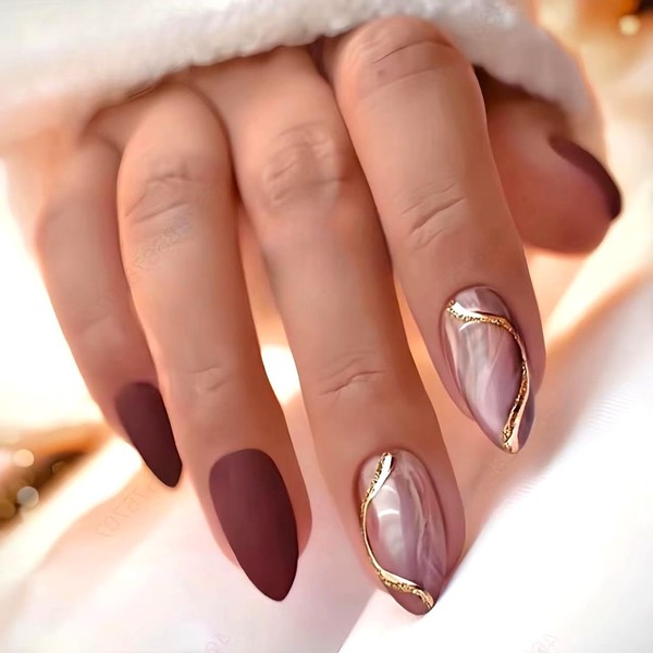 24 Pcs Press On Nails Short, Soft Gel Fake Nails,