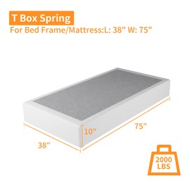 Seiugaga Twin Box Spring 10 Inch - Heavy Duty Box Spring Mattress Foundation Metal Bed Base with Fabric Cover, Noise Free Easy Assembly Non Slip/Non-Slip/Easy Assembly