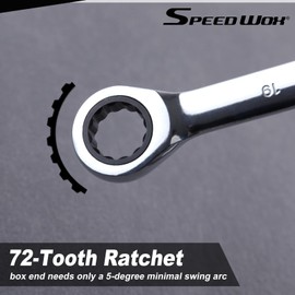 SPEEDWOX 19mm Ratchet Wrench 72 Teeth Ratchet Wrench Industrial Grade Gear Spanner with 12-Point Design Box End Head 72-Tooth Ratcheting Combination Wrench Spanner for Projects with Tight Spaces