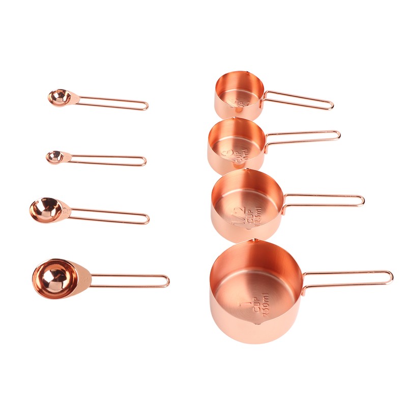 8Pcs Stainless Steel Measuring Cup Spoon Set with Scales Home
