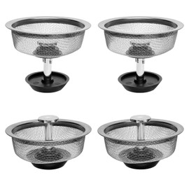 Pack of 4 Drain Plugs, Kitchen Sink, Drain Strainer, Stainless Steel, Universal Sink Plug, Sink Plug for Sink, Strainer Basket, Sink Accessories, 80-85 mm Sink Strainer