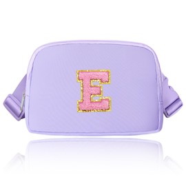 Janhavi Fanny Pack Monogram, Birthday Gifts for 6 7 8 9 10 11 12 13 Year Old Girls,Fanny Pack Belt Bag Crossbody Bags for Women Girls Kids,Fashion Waist Packs,Belt Bag for Women- Lavender E